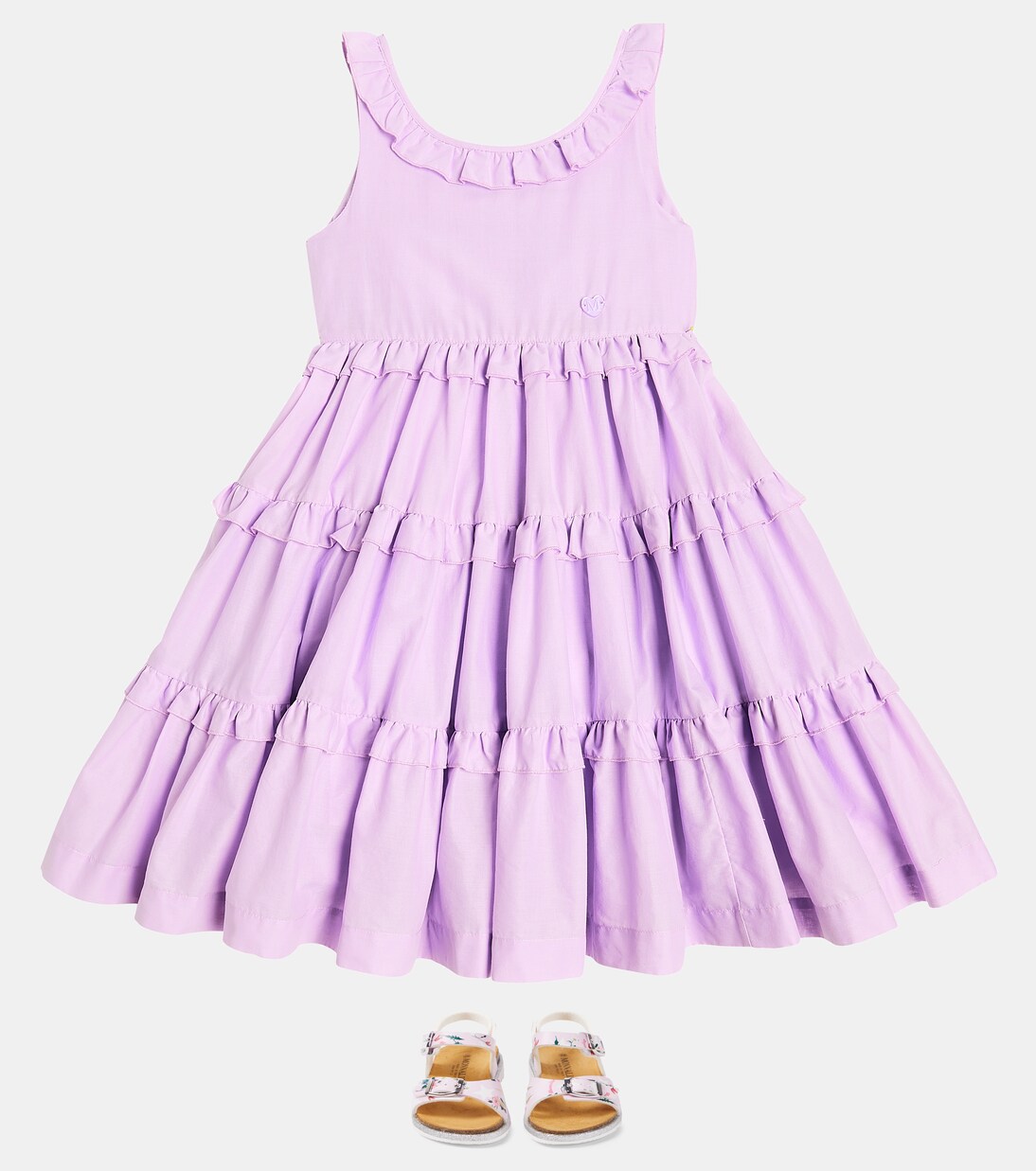 Ruffled tiered cotton dress | Monnalisa