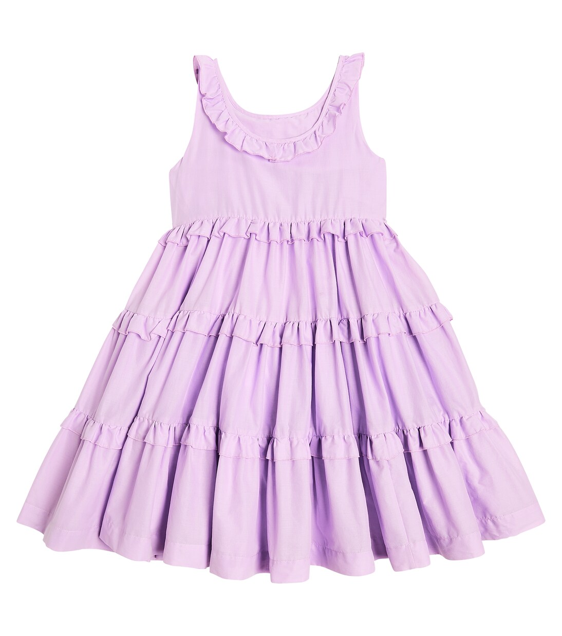 Ruffled tiered cotton dress | Monnalisa
