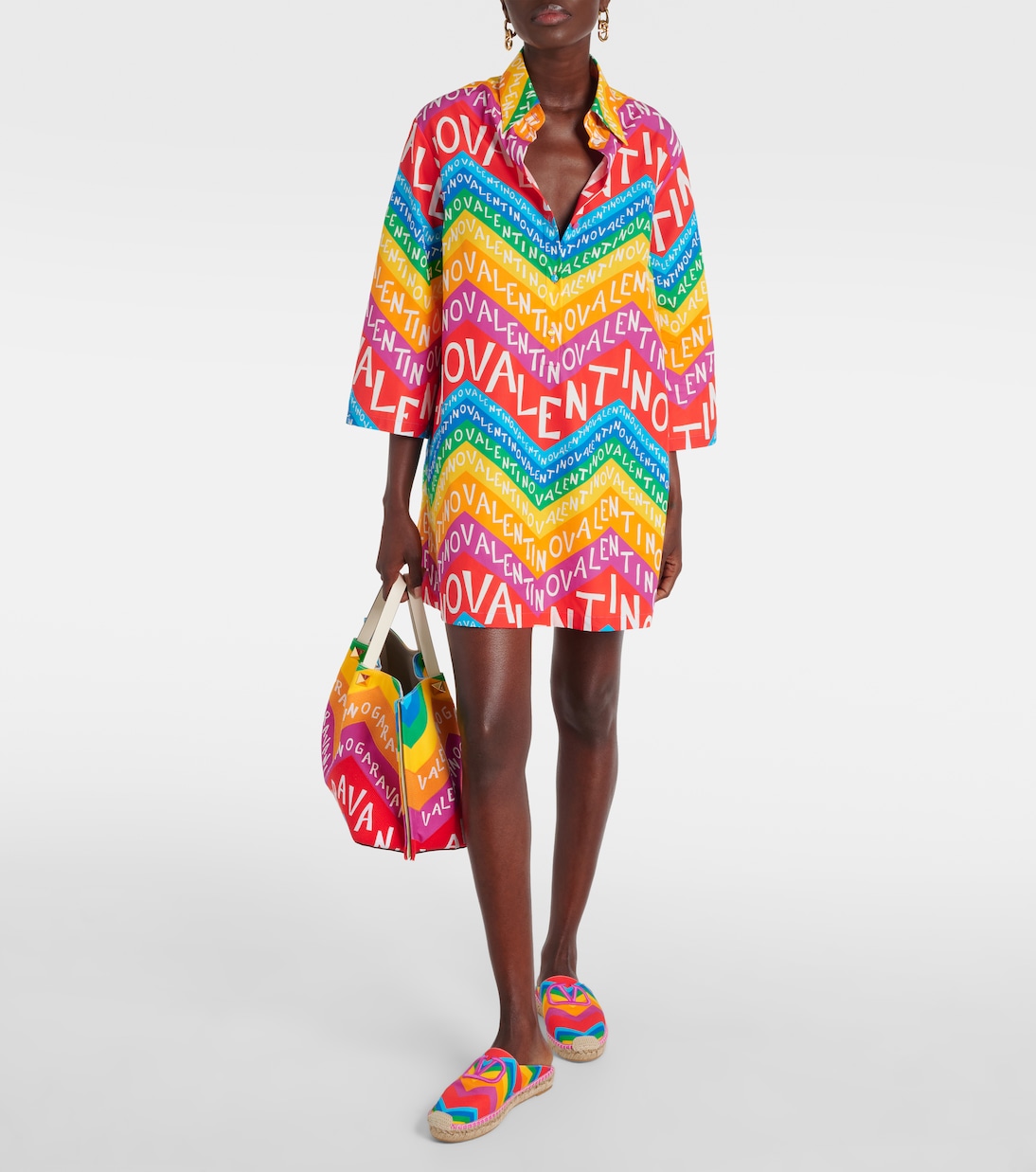 Logo cotton shirt dress | Valentino