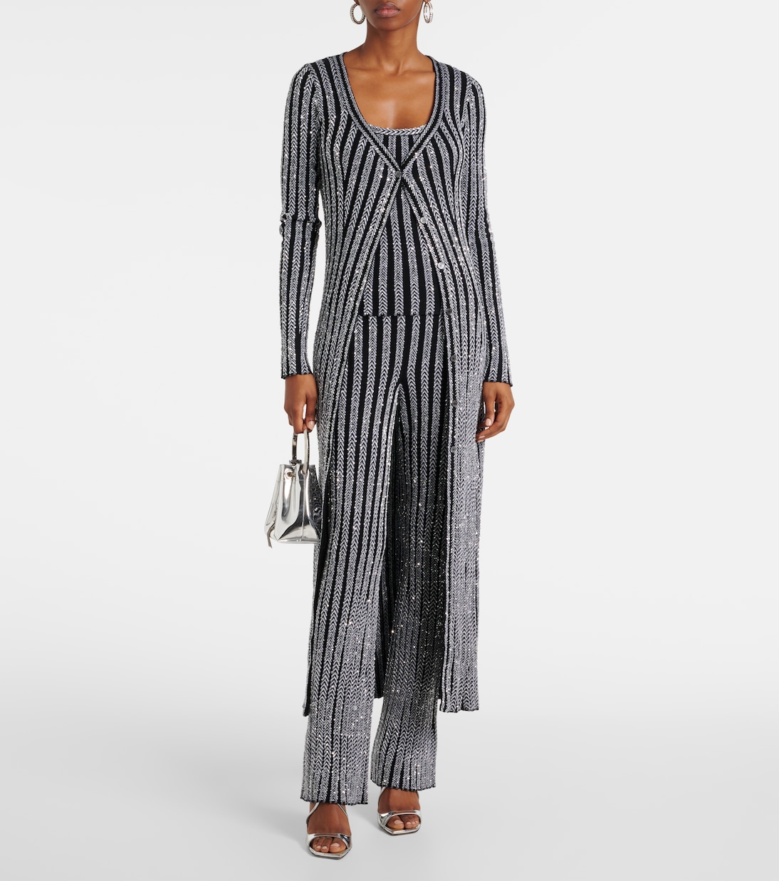 Schlaghose aus Häkelstrick mit Pailletten | Missoni