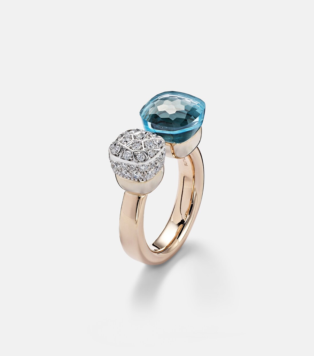 Nudo 18kt rose and white gold ring with topaz and diamonds | Pomellato