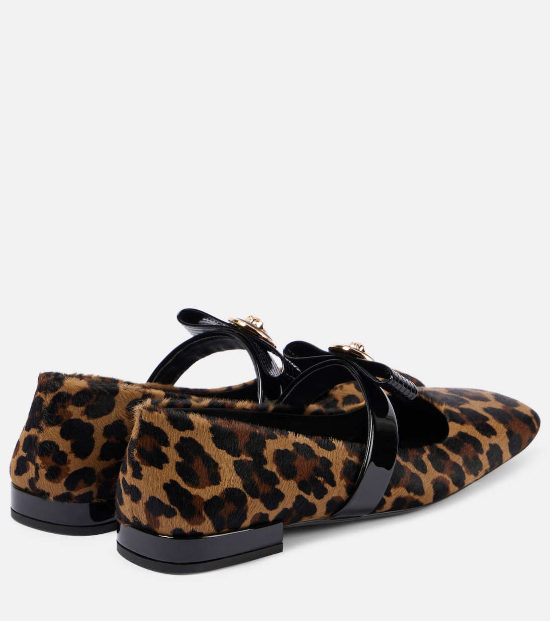 Gianni Ribbon小牛毛玛丽珍平底鞋 | Versace