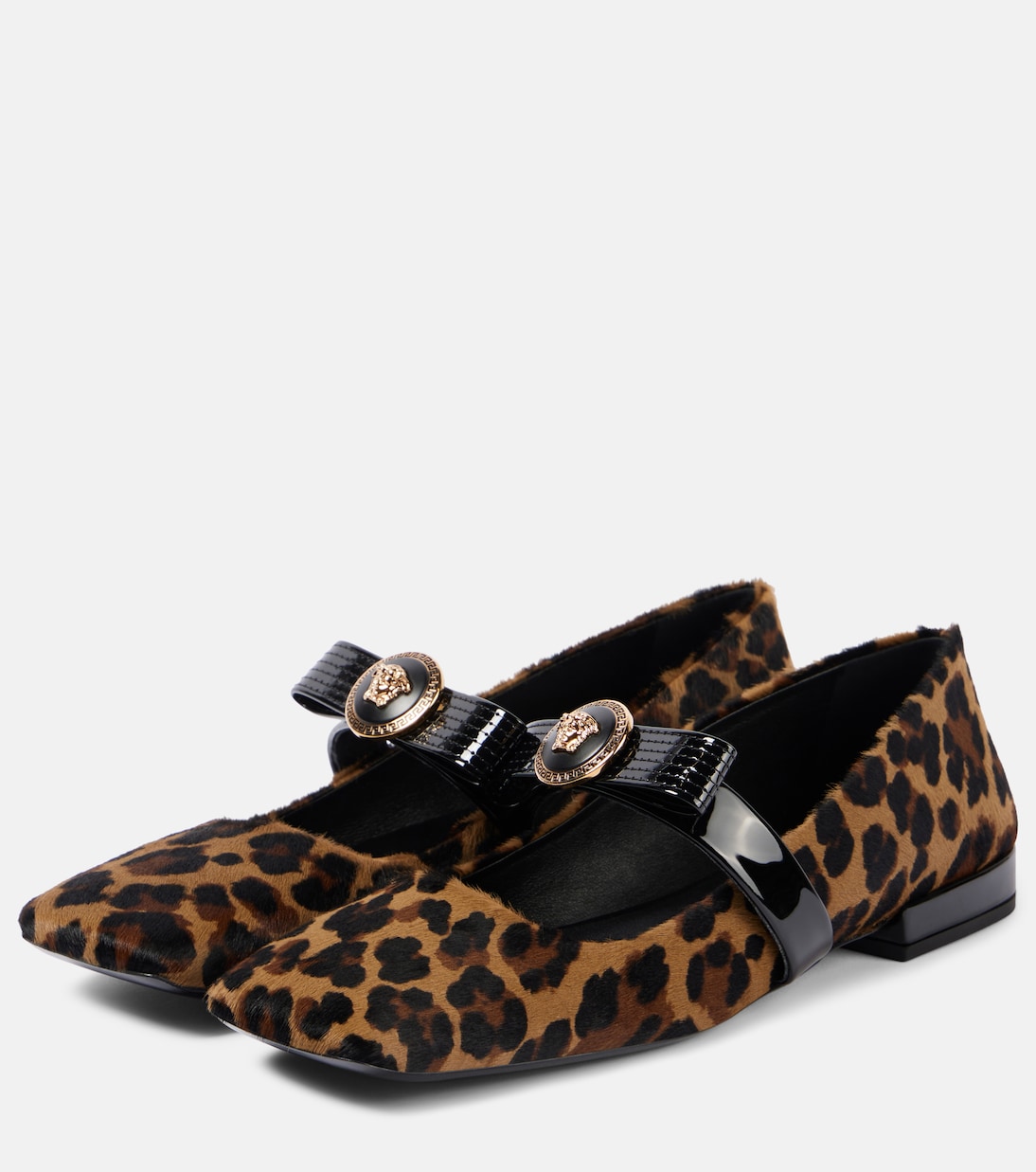 Gianni Ribbon小牛毛玛丽珍平底鞋 | Versace