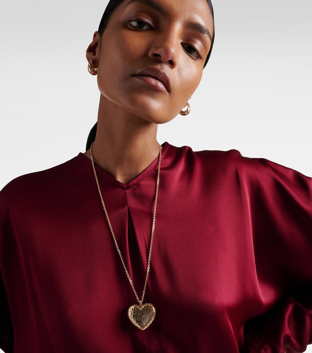 Halskette Puffy Icon Wallpaper Heart aus 14kt Gelbgold mit Diamanten | Sydney Evan