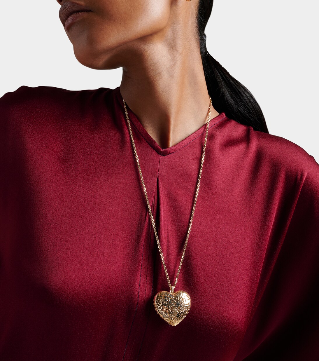 Halskette Puffy Icon Wallpaper Heart aus 14kt Gelbgold mit Diamanten | Sydney Evan