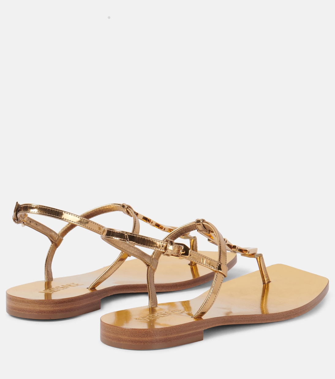 Sandalen aus Metallic-Leder | Versace