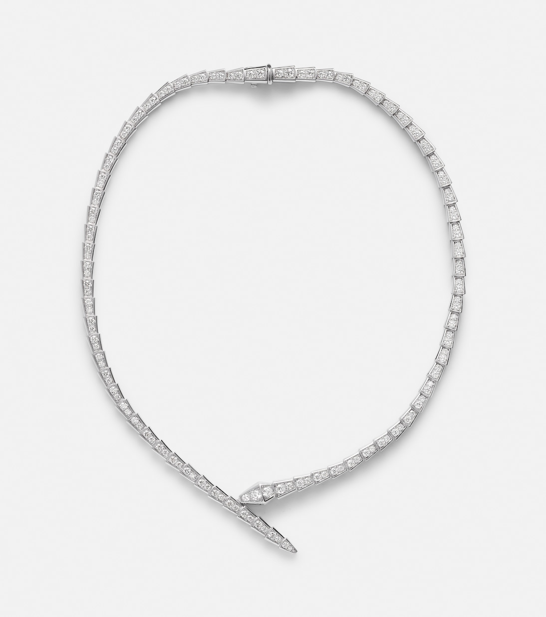 Serpenti Viper 18kt white gold necklace with diamonds  | Bvlgari