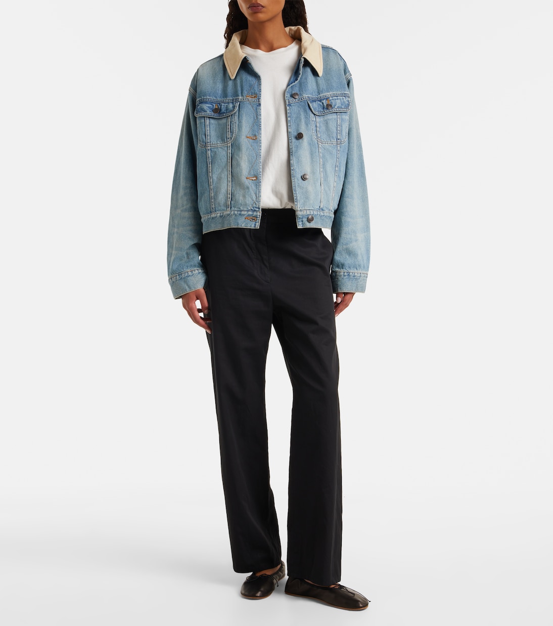 Zuzana mid-rise cotton twill straight pants | The Row