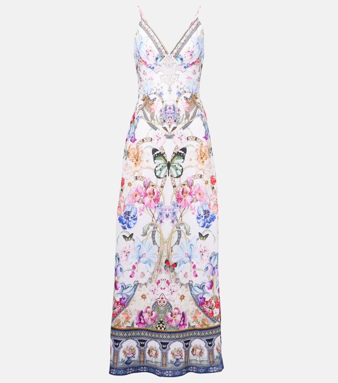 Crystal-embellished linen slip dress | Camilla