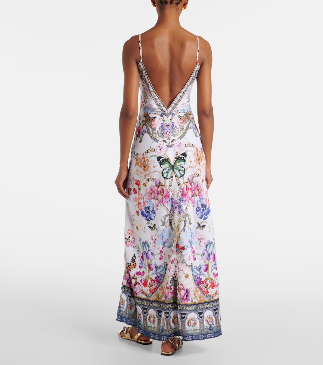 Crystal-embellished linen slip dress | Camilla