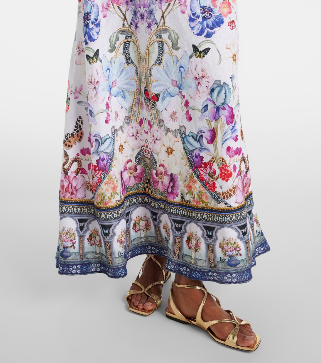 Crystal-embellished linen slip dress | Camilla