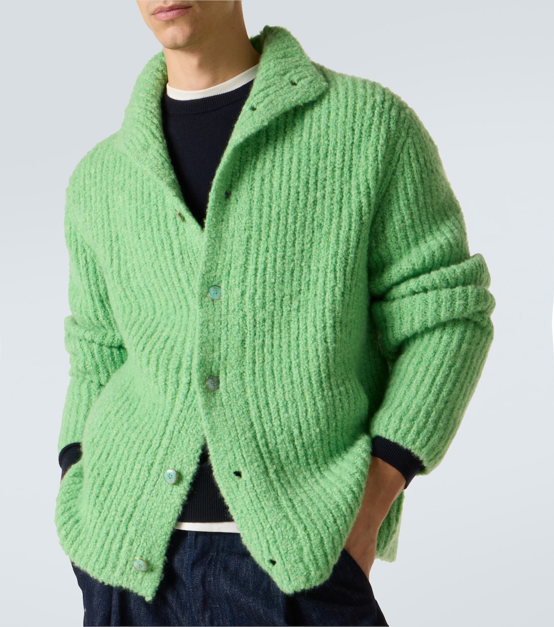 Ribbed-knit cashmere bouclé cardigan | God's True Cashmere