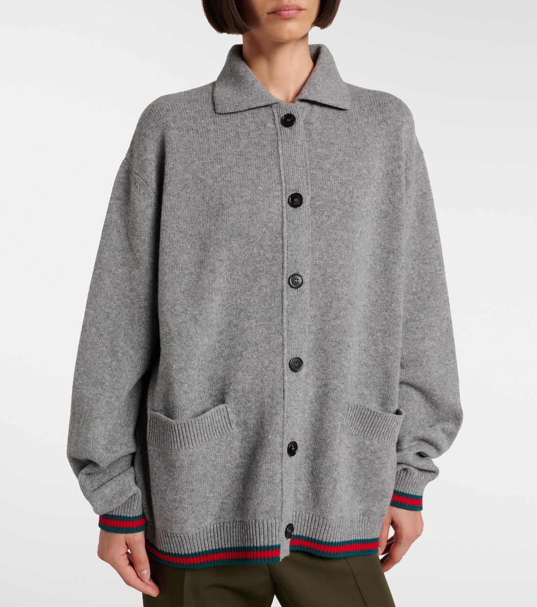 Cardigan Web Stripe aus Wolle und Kaschmir | Gucci