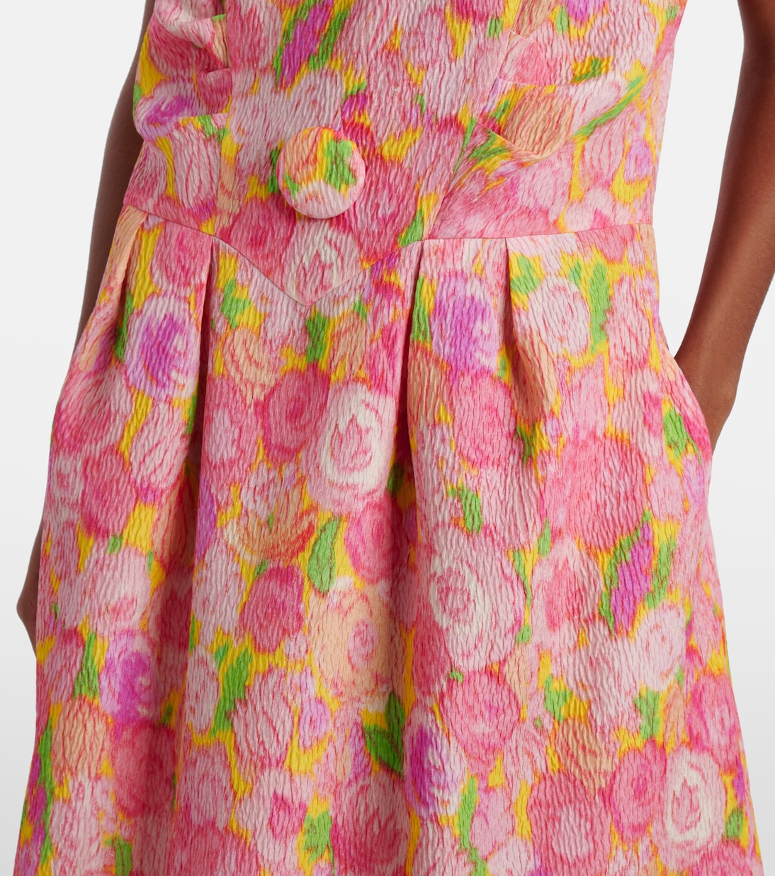 Floral silk-blend cloqué midi dress | Prada