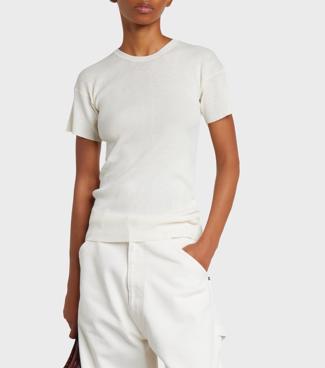 Ribbed-knit cotton and silk T-shirt | Phoebe Philo