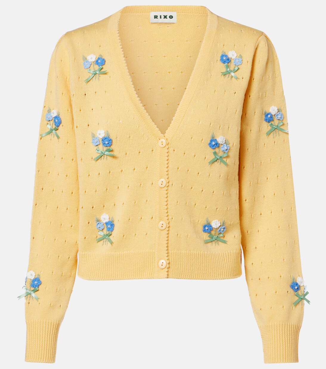 Merinda embroidered pointelle wool cardigan | Rixo
