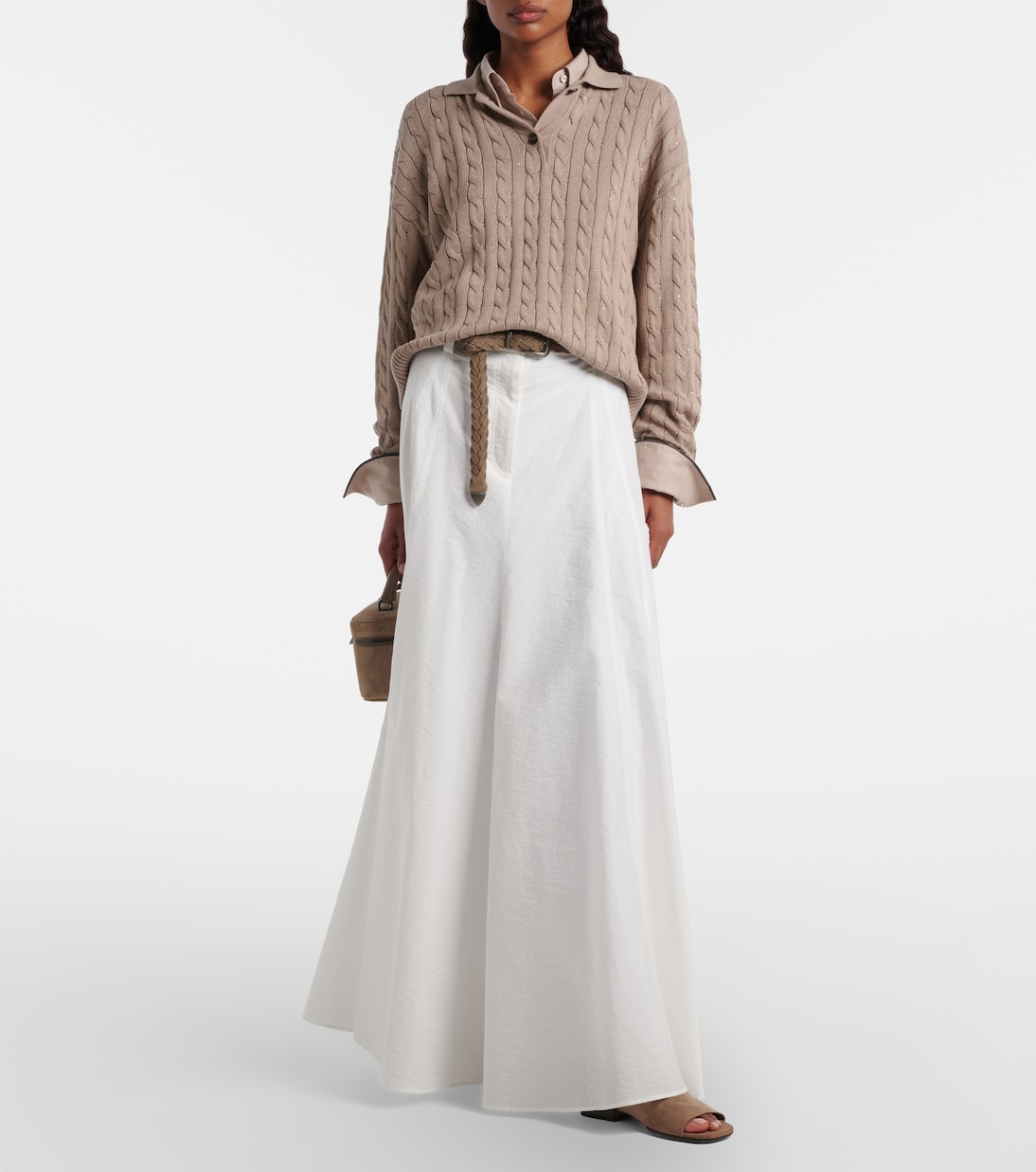 Jupe longue en mélange de coton | Brunello Cucinelli