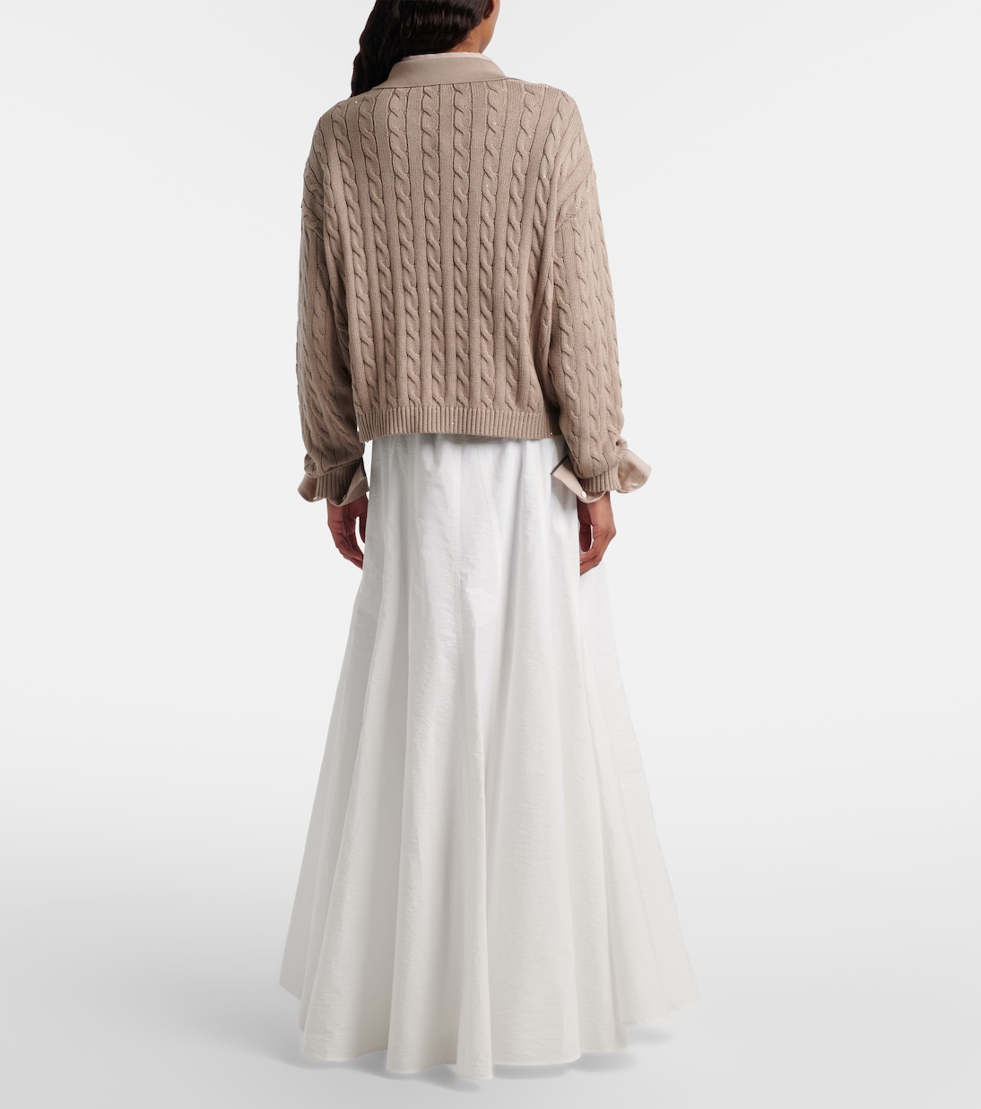 Jupe longue en mélange de coton | Brunello Cucinelli