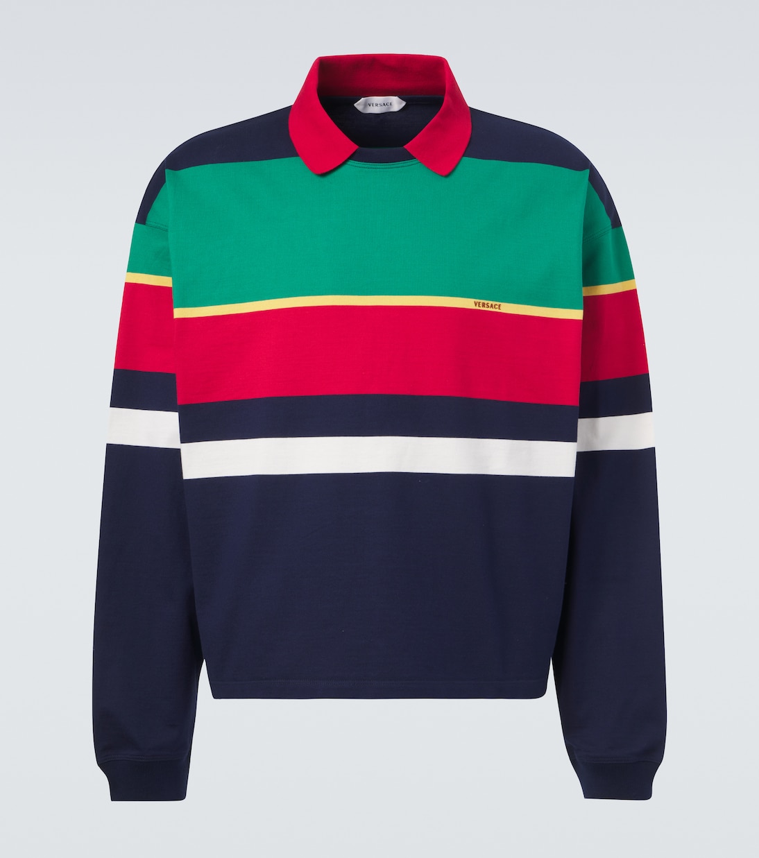 Colorblocked cotton jersey polo sweatshirt | Versace