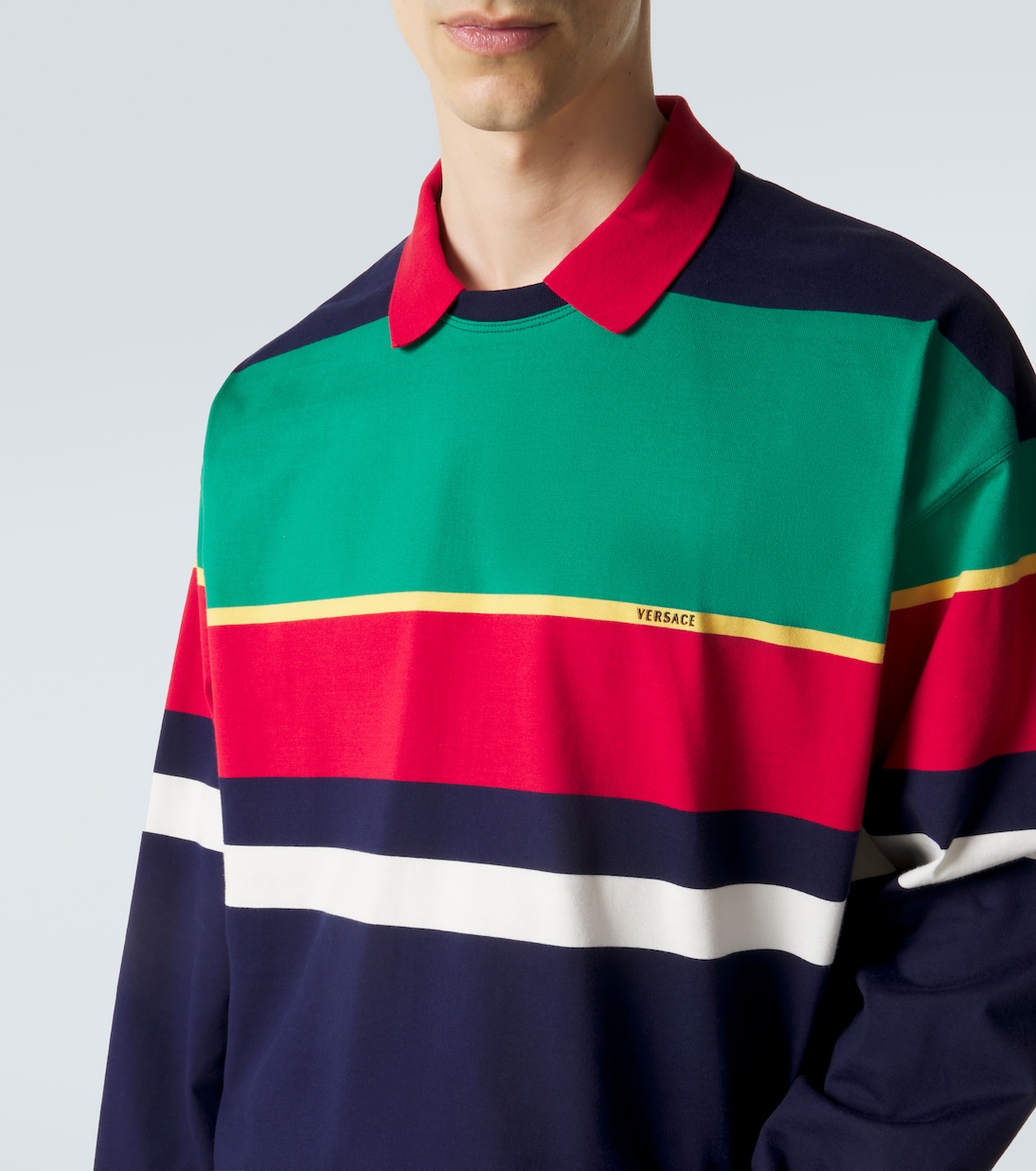 Colorblocked cotton jersey polo sweatshirt | Versace