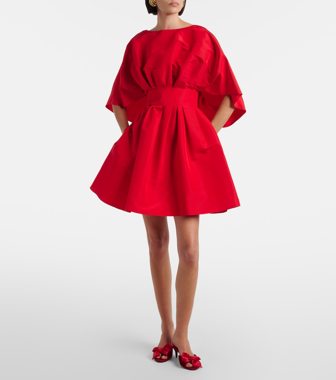 Fan gathered silk minidress | Carolina Herrera