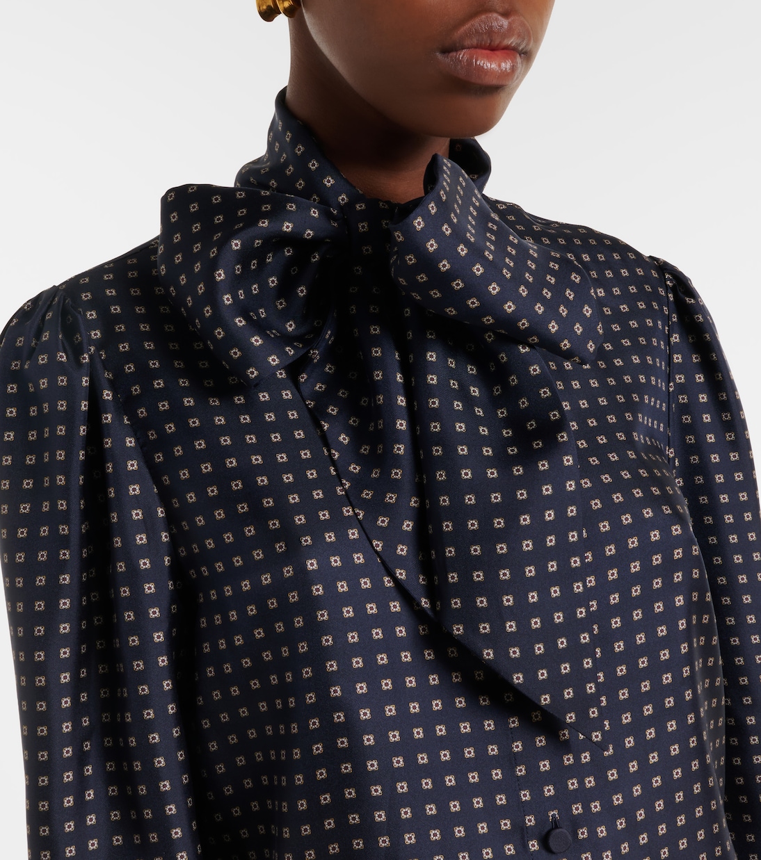 Printed tie-neck silk crêpe de chine blouse | Saint Laurent