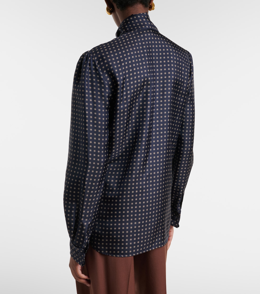 Printed tie-neck silk crêpe de chine blouse | Saint Laurent