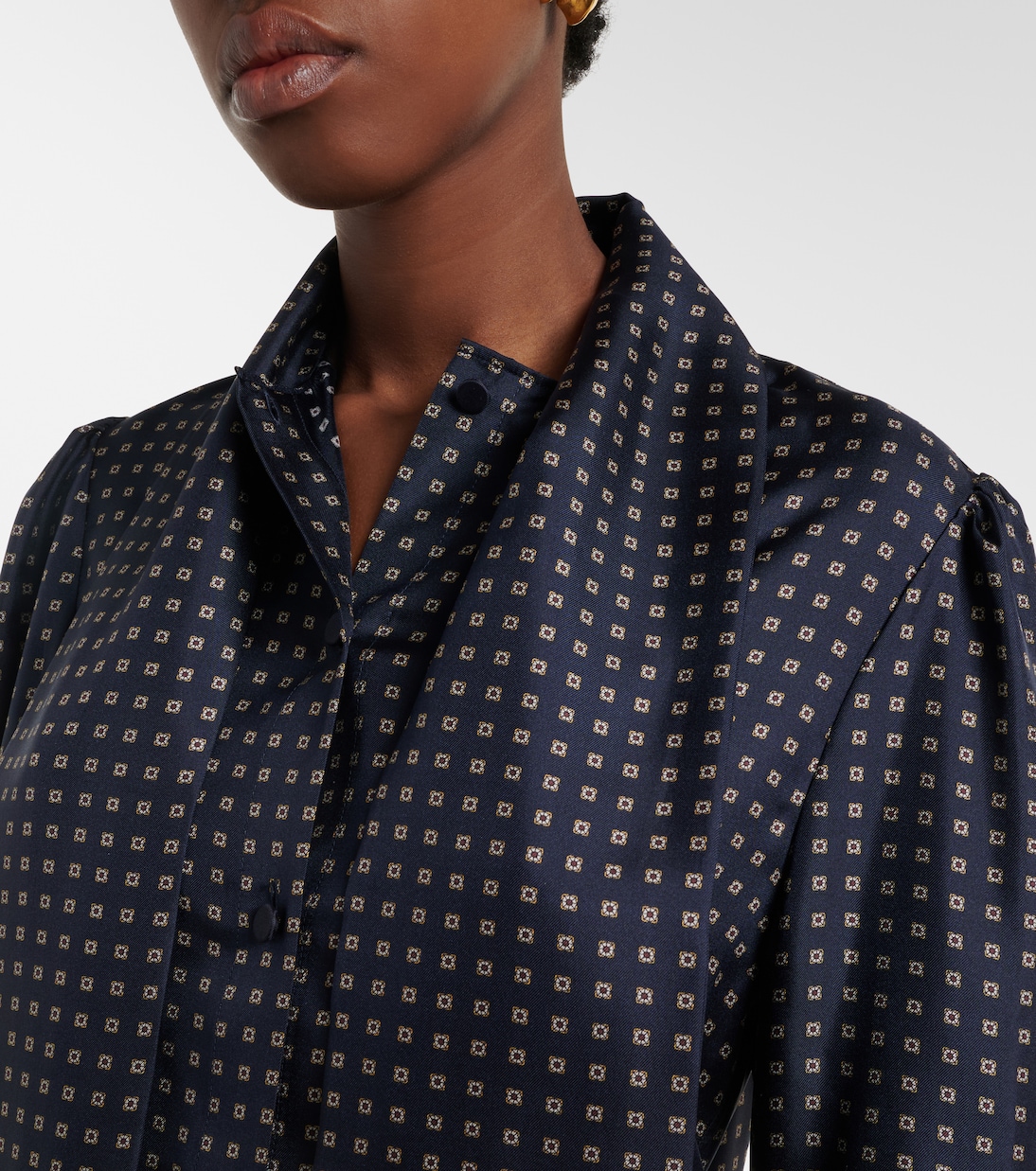 Printed tie-neck silk crêpe de chine blouse | Saint Laurent