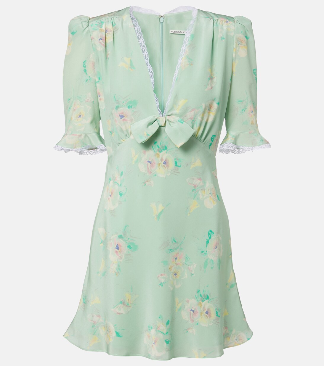 Lace-trimmed floral silk minidress | Alessandra Rich