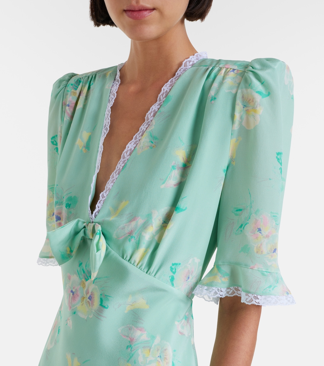 Lace-trimmed floral silk minidress | Alessandra Rich