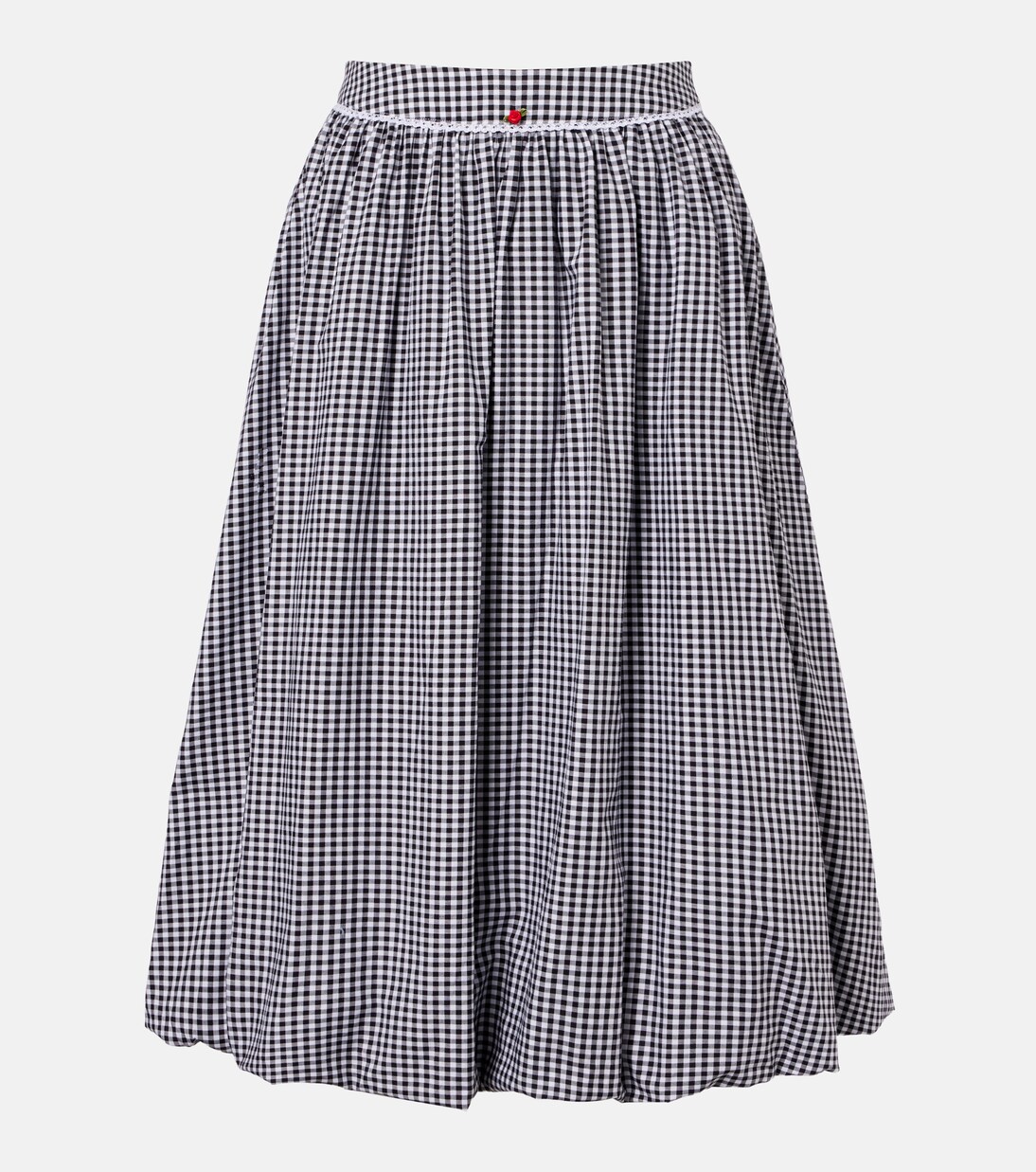 Alba gingham cotton poplin midi skirt | Bananhot