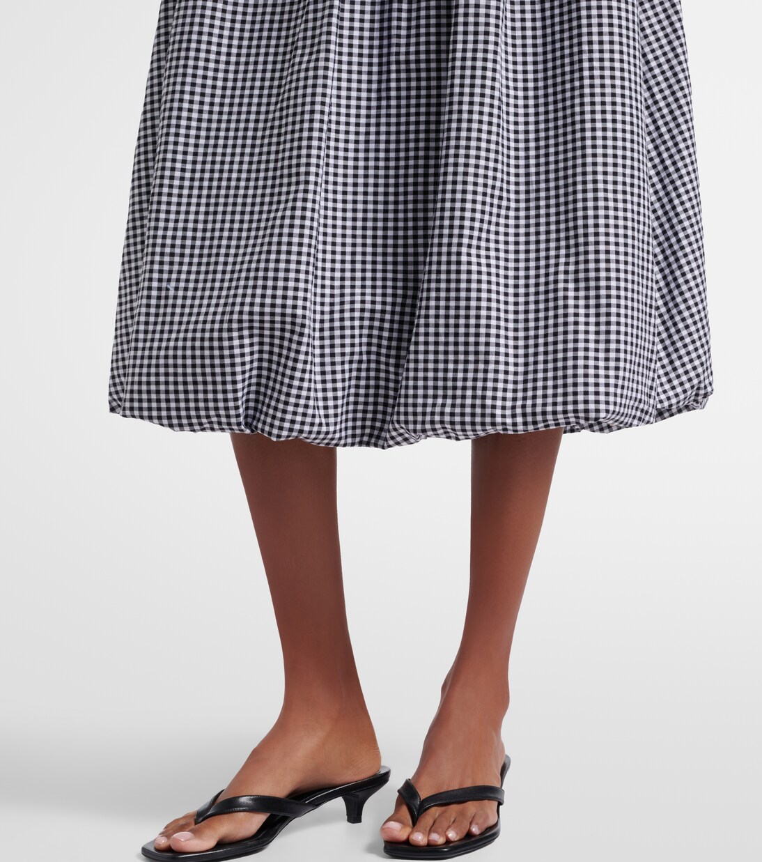 Alba gingham cotton poplin midi skirt | Bananhot