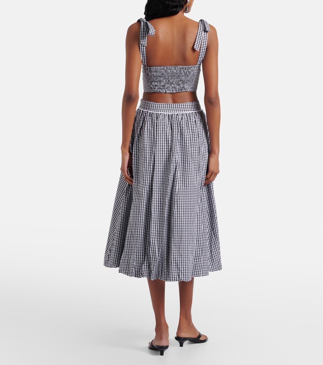 Alba gingham cotton poplin midi skirt | Bananhot