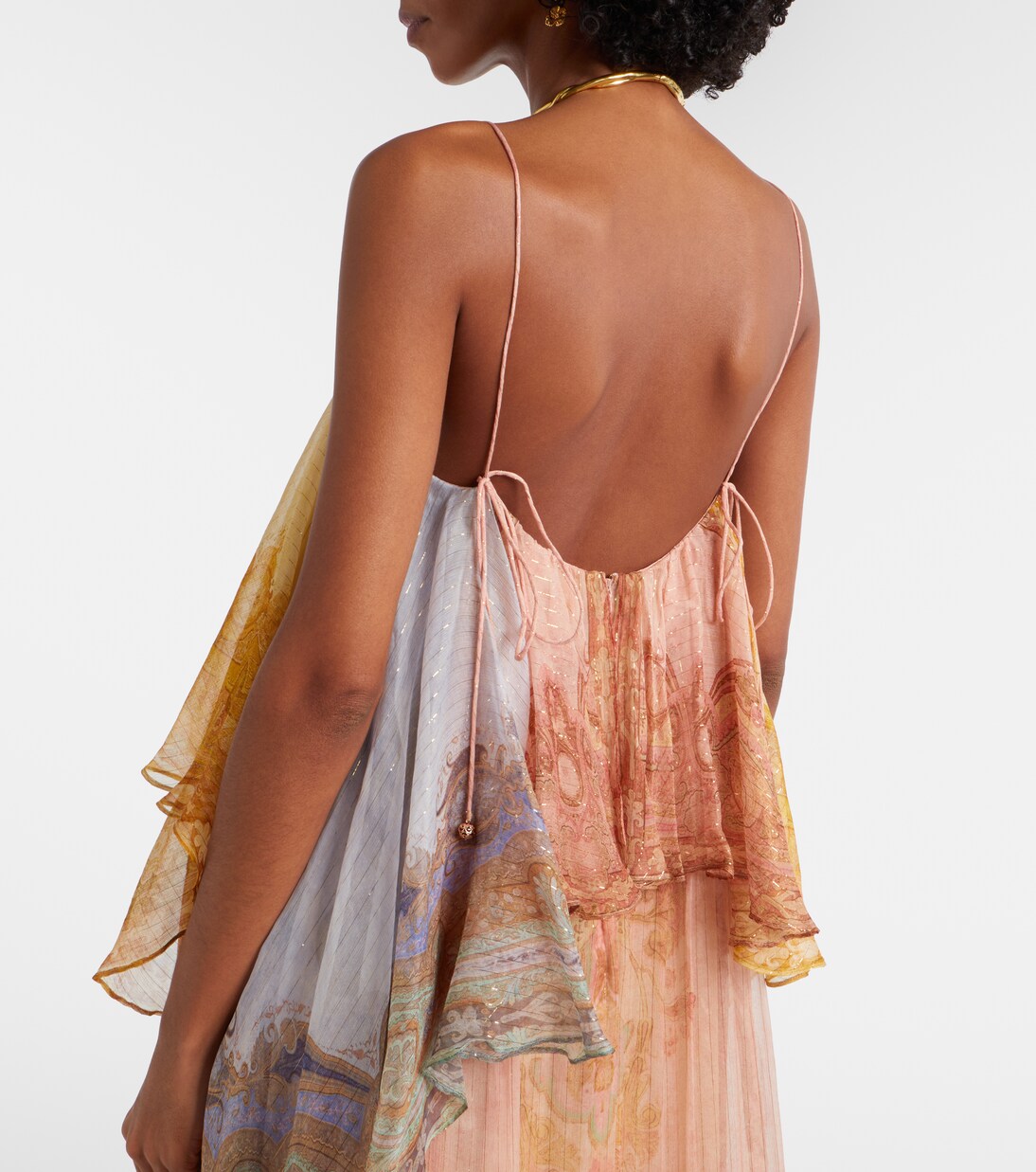 Vestido largo Como en mezcla de seda estampado | Zimmermann