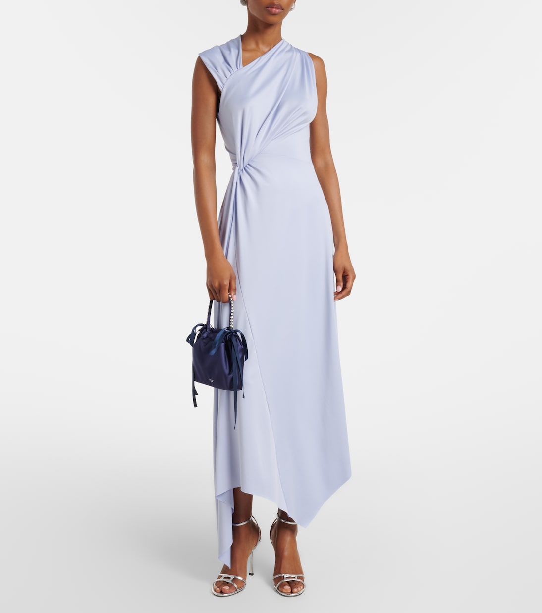 Drawstring Mini embellished satin top-handle bag | Jimmy Choo