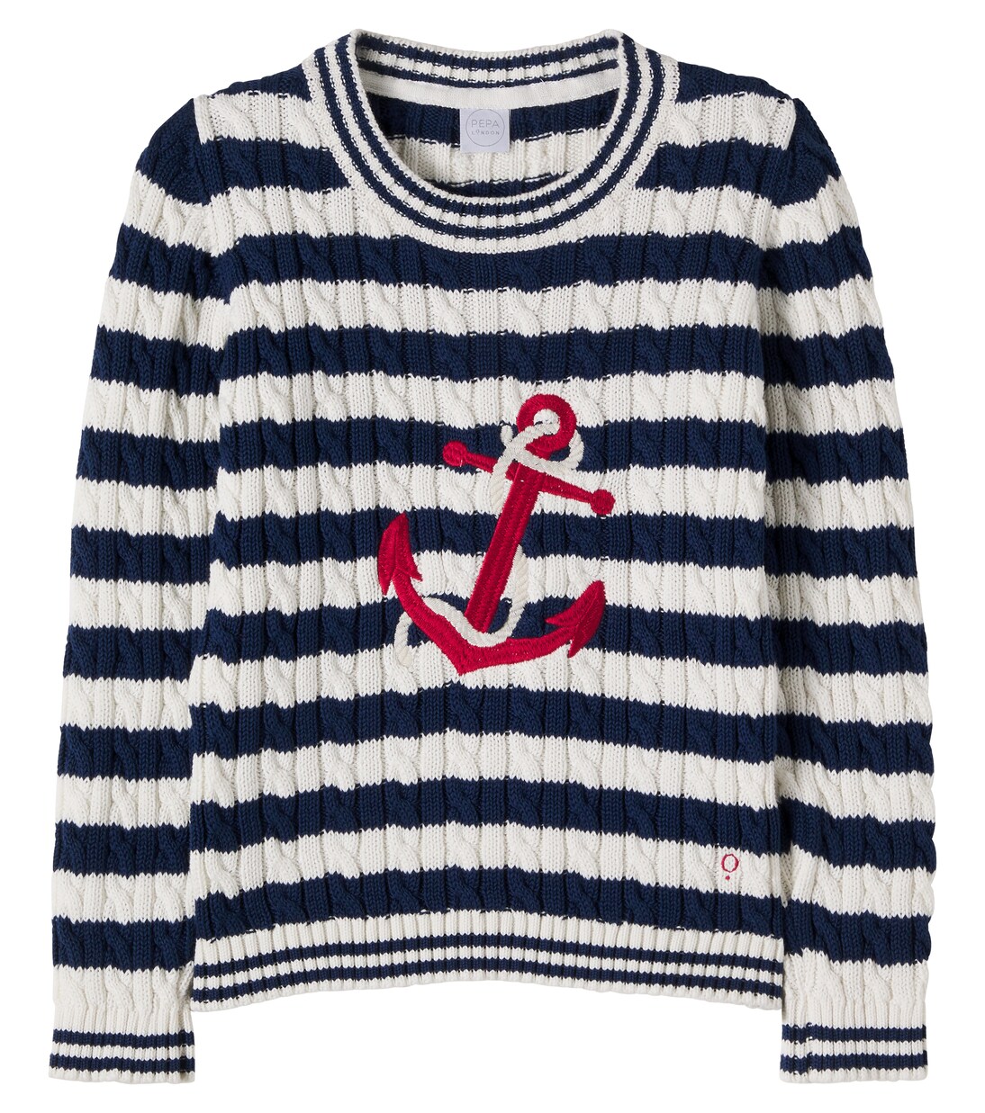 Cable-knit striped cotton sweater | Pepa London