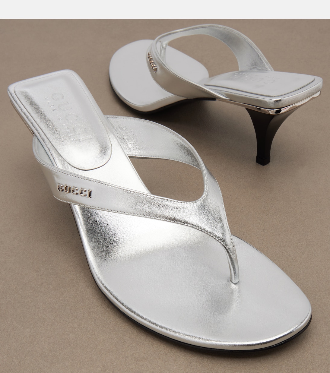 Sandalen Vittoria aus Metallic-Leder | Gucci