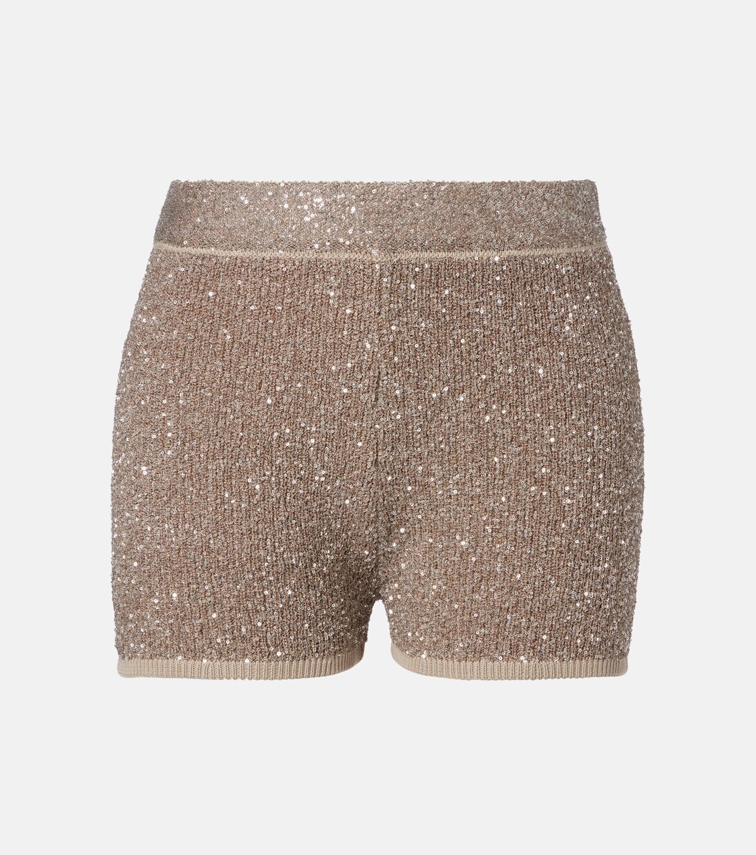 Sequined ribbed-knit cotton shorts | Brunello Cucinelli