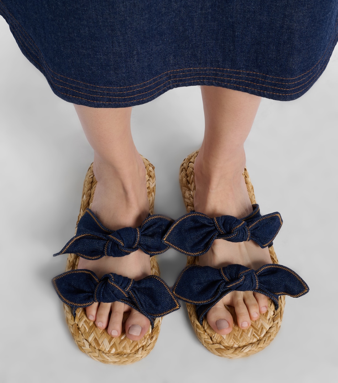Carousel牛仔草编凉拖鞋 | Zimmermann