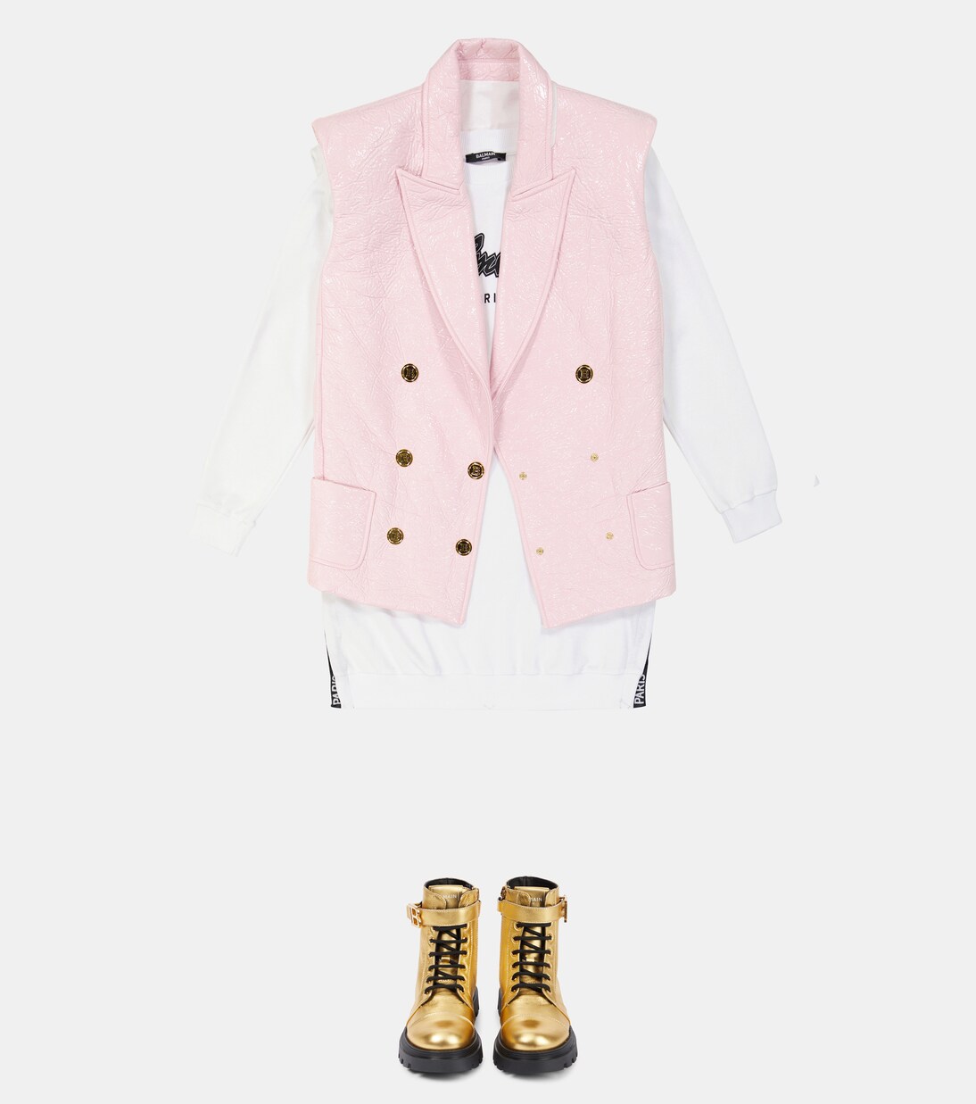 Coated cotton-blend vest | Balmain Kids