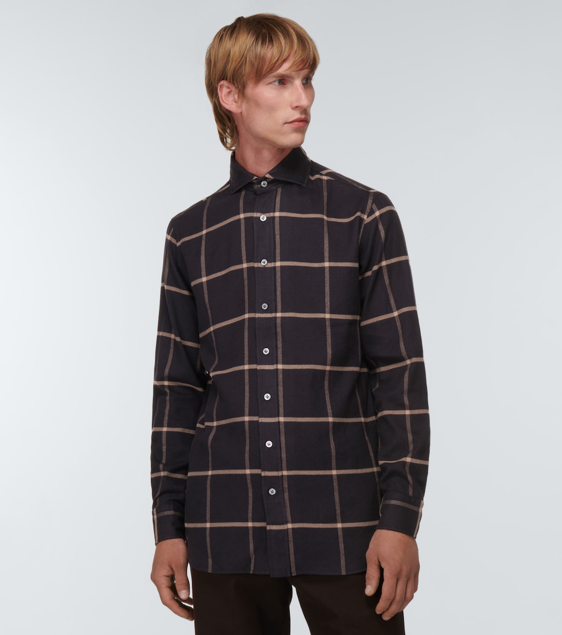 Checked cotton-blend twill shirt | Lardini