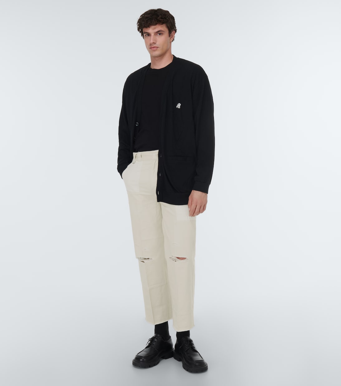 Distressed straight-leg cotton pants | Undercover