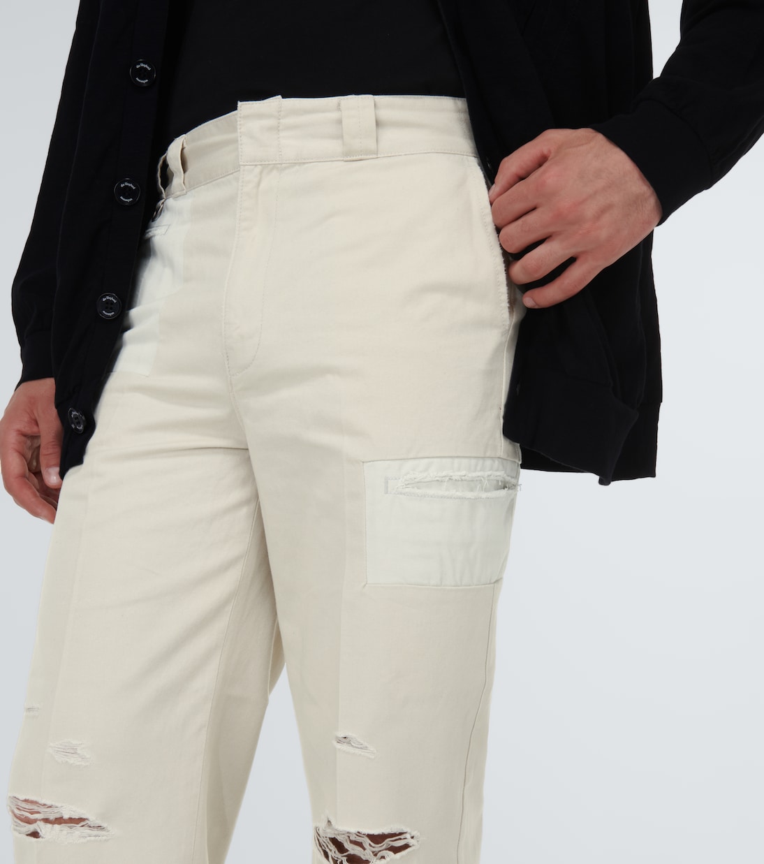 Distressed straight-leg cotton pants | Undercover