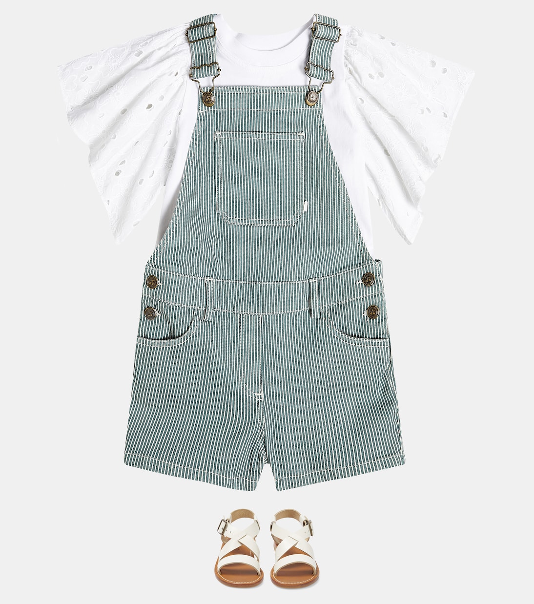 Saga striped denim overalls | Bonpoint