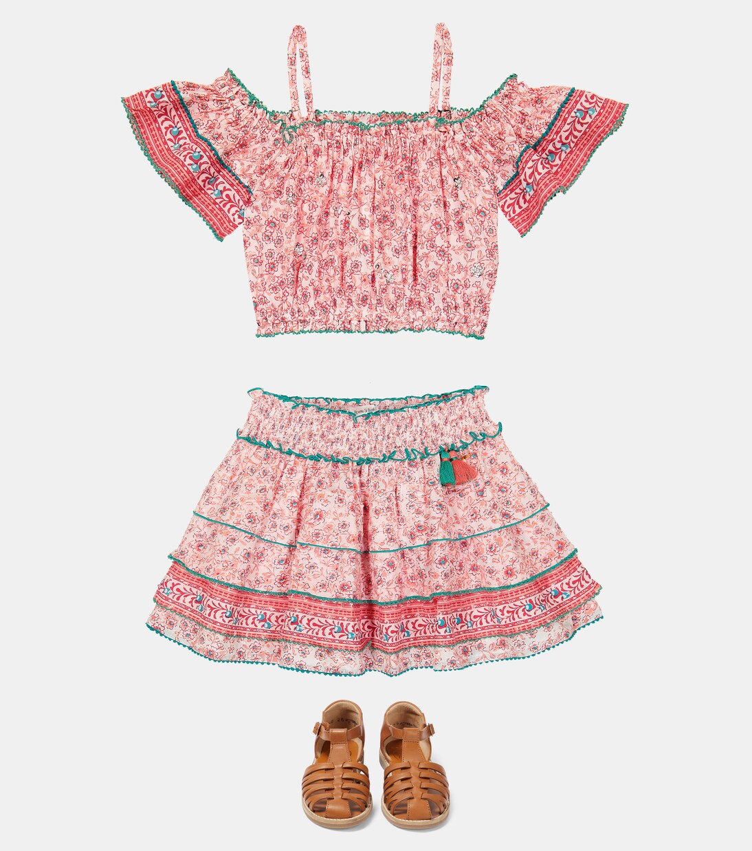 Donna floral off-shoulder top | Poupette St Barth Kids