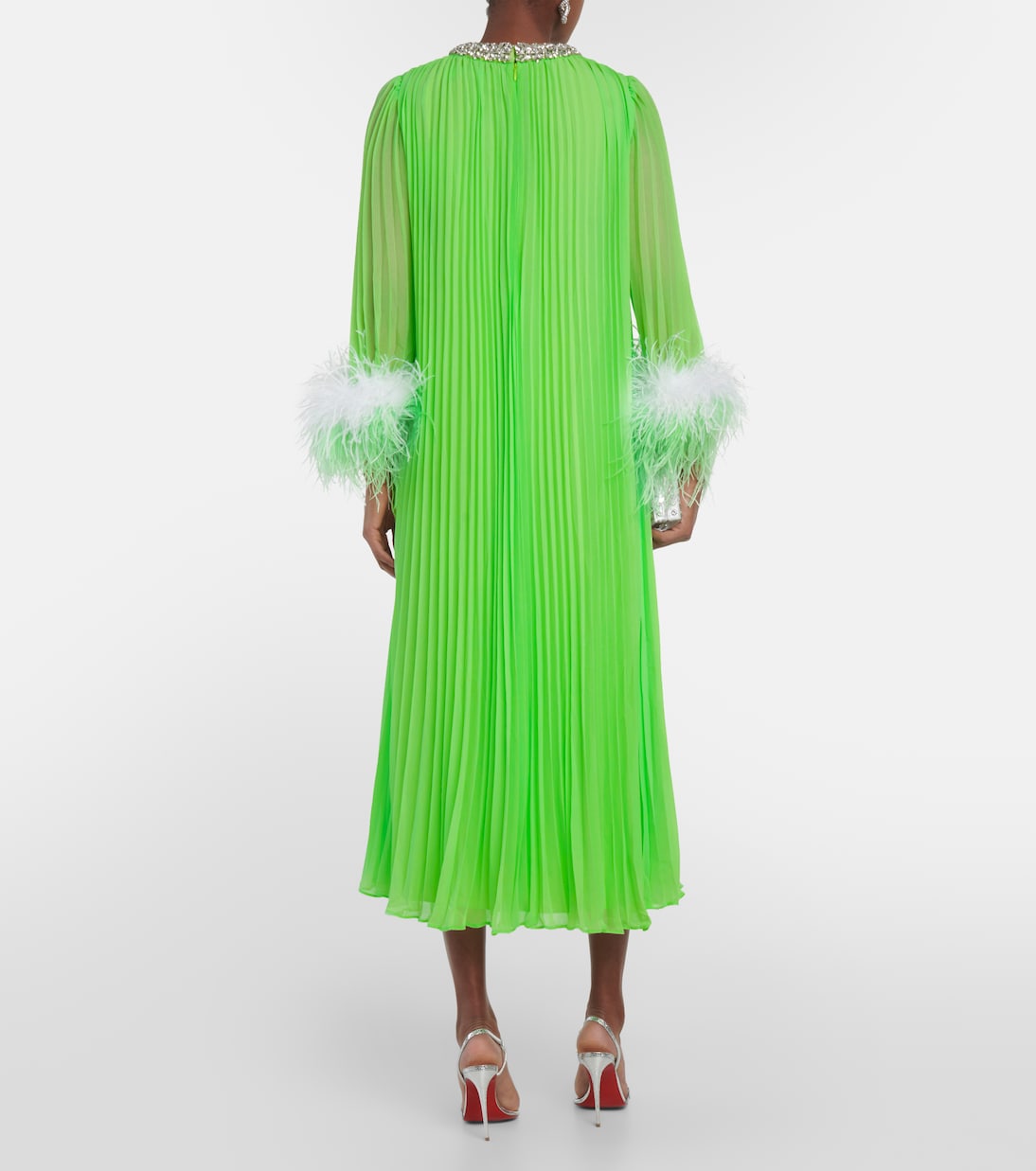 Robe aus Chiffon mit Federn | Self-Portrait