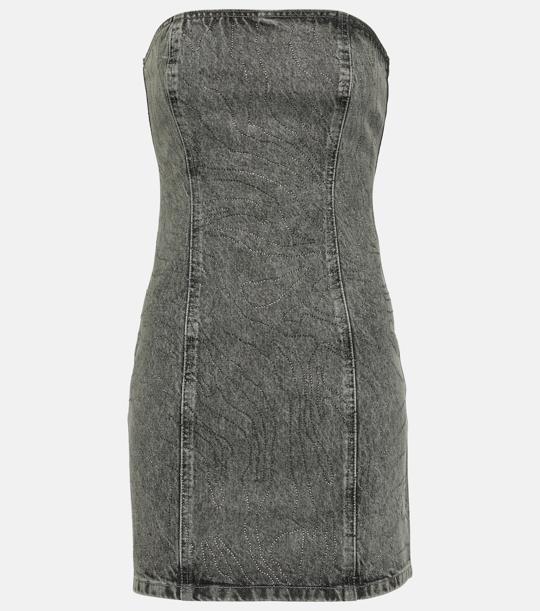 Rhinestone-embellished denim minidress | Rotate