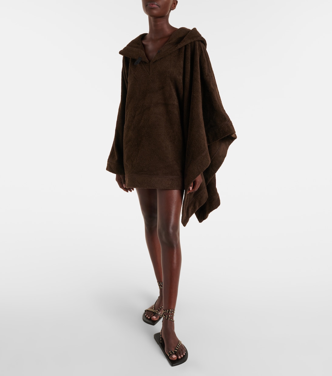 Poncho con capucha de rizo de algodón | Alaïa