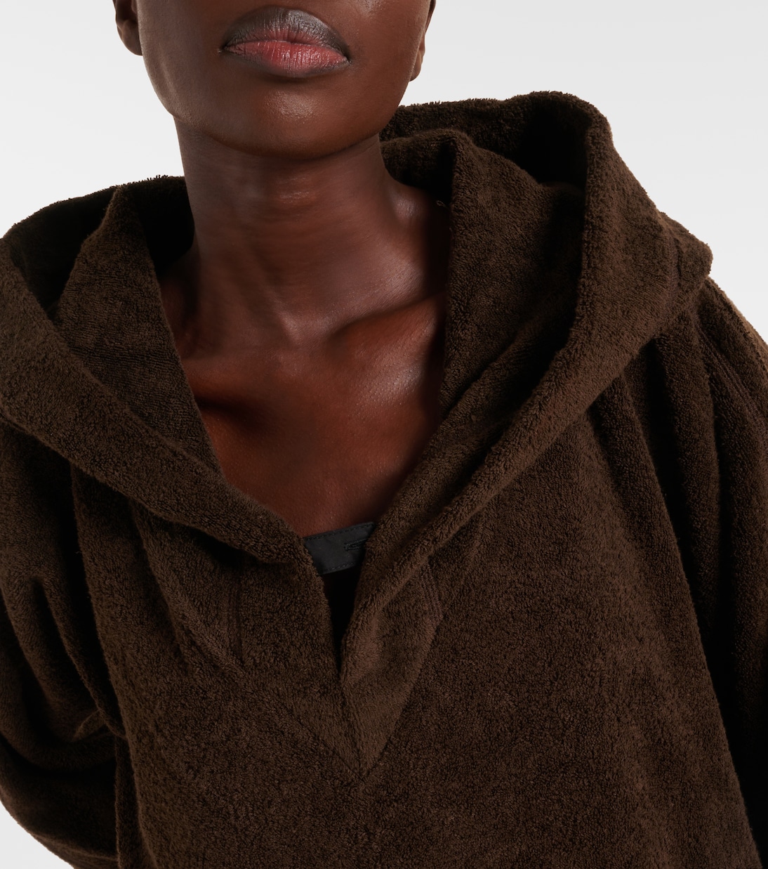 Poncho con capucha de rizo de algodón | Alaïa