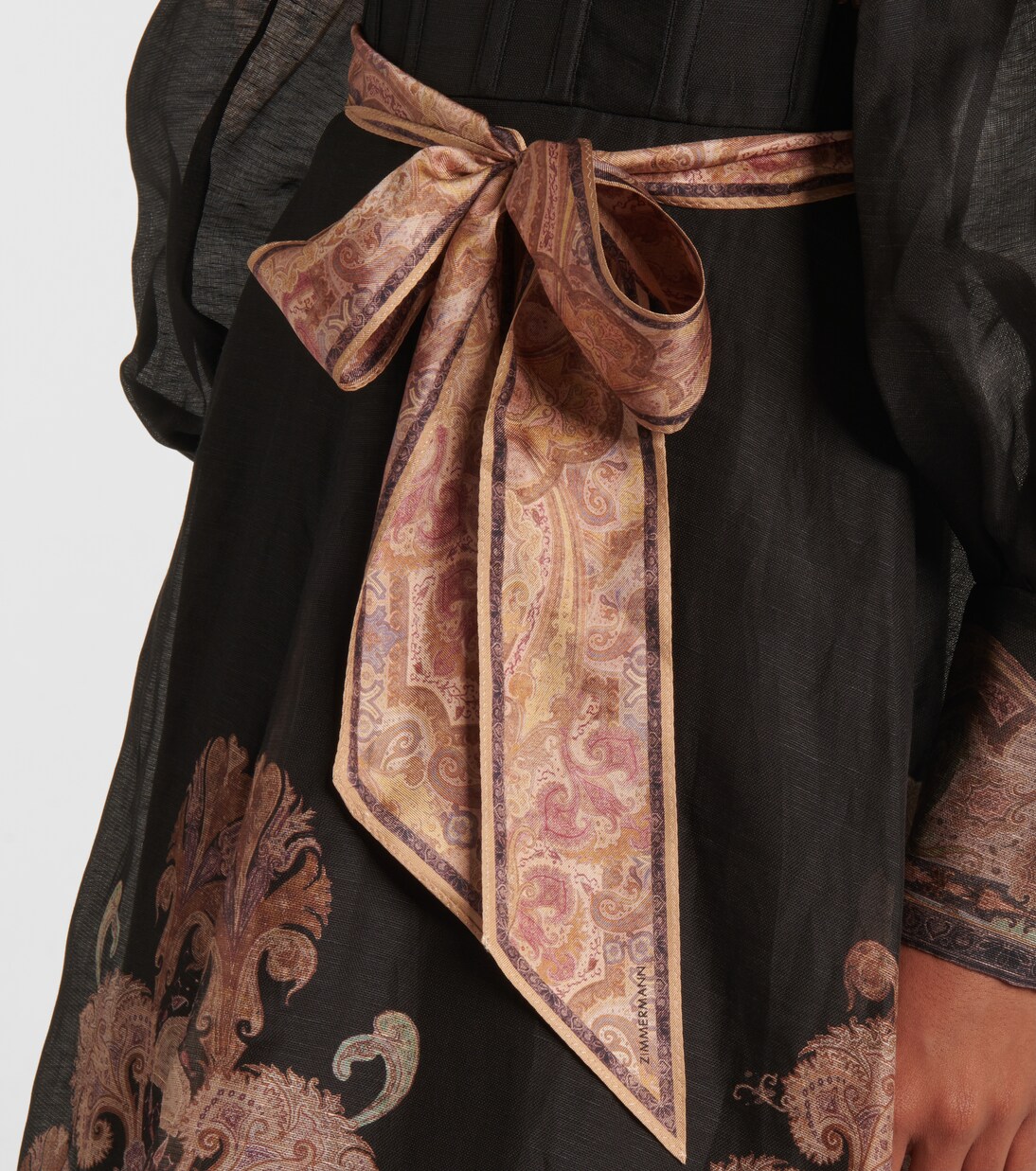 Robe midi Illustration en lin et soie | Zimmermann